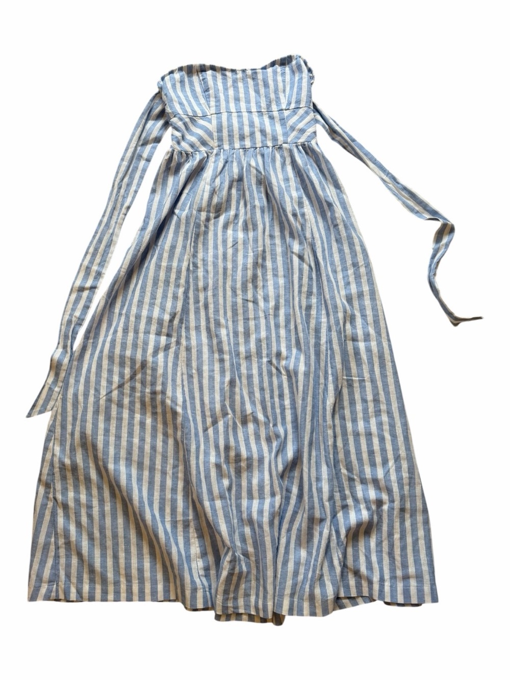 American Eagle Outfitters Blue & White Striped Strapless Maxi Dress